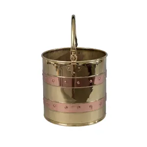 Trending Design Solid Brass Coal Bucket With Premium Quality Round Shape Coal Bucket For Wholesale Supplier