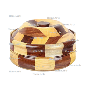 Boîte à chapati de forme ronde, design dernier cri, qualité supérieure, taille personnalisée, en bois, provenant du meilleur exportateur d'Inde. - Product Image 2