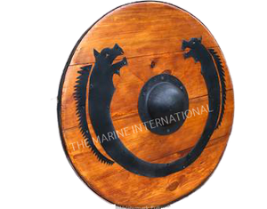 Escudo Medieval Diseñador Escudo 24 ''Madera Marrón y Negro Color Escudo Redondo Acero Batalla Recreación Acero Battle Ready escudo. - Product Image 4