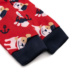 Combinaison pour bébé JOYUAN GARMENT MANUFACTURER BR190805 - IMPRIMÉ CHIEN ROUGE GARÇON, vêtements personnalisés pour nouveau-né, unisexe, animal, VÊTEMENTS DE NUIT, footie - Product Image 3