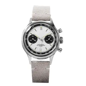 Vintage Style Panda color Mechanical Chronograph Watch Simple design Stainless Steel Wrist watch