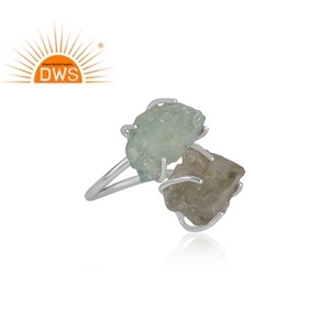 Anillo de plata de primera ley y amatista verde para mujer, sortija, plata esterlina 925, Gema aguamarina, piedra natural - Product Image 3