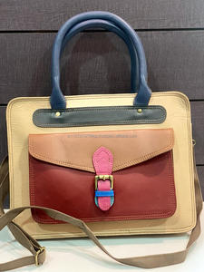 Bolso de hombro de Piel reciclada para mujer, bandolera de cuero multicolor - Product Image 3