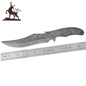 Damasco hoja en blanco hecho a mano espiga completa al por mayor hoja fija caza camping cuchillo decorativo multiusos - Product Image 1