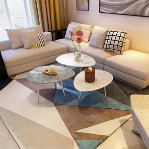 Sıcak satış son modern dekor İstifleme beyaz parlak oturma odası iç içe yan sehpa mobilya seti mermer sehpa