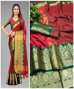Banarasi saree en jacquard de soie avec chemisier vêtements pour femmes dames fête festival vêtements quotidiens sari en soie de coton doux vêtements à bas prix en gros - Product Image 2