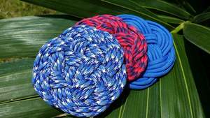 Braided Polyester Place Mats <b>Round</b> Solid Color Home Use Washable Medium Thickness Simple Style - Product Image 2