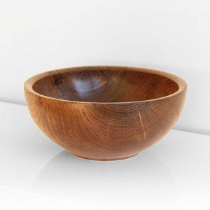 Cuenco para servir dulces de madera natural pulida, rústica, ecológica, con asa decorativa tallada a mano, ideal para regalos empresariales - Product Image 5