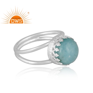 Hot Selling 925 Fine Sterling Silver Natural Doublet Amazonite <b>Crystal</b> Gemstone Stackable <b>Ring</b> Jewelry Manufacturer - Product Image 3
