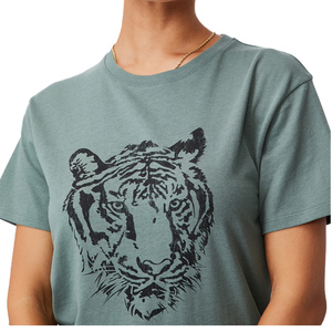 T-shirt décontracté pour femme, col rond, manches courtes, imprimé lettres, coupe ajustée, été, personnalisable avec logo OEM 2021 - Product Image 1