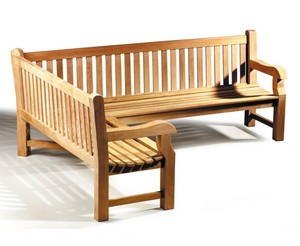 Banc d'angle de patio en teck massif 4 places, mobilier d'extérieur moderne, design durable, pour parcs et appartements, personnalisable - Product Image 3