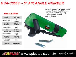 APLUS GSA-C0563 Meuleuse d'angle pneumatique, taille de roue de 5 ", 0.33hp, déclencheur de niveau, échappement latéral - Product Image 2