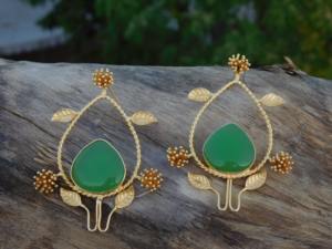 ใหม่ที่ทันสมัยได้รับความนิยมทําด้วยมือทองเหลืองเคลือบทองเคลือบห่วงหินสตั๊ดต่างหูสําหรับเด็กหญิงและสตรี - Product Image 5