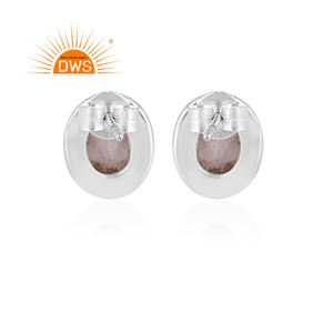 Boucles d'oreilles en argent Sterling 925 et Quartz Rose, bijou à la mode avec des pierres précieuses, forme ovale, accessoire pour fabrication de bijoux - Product Image 4