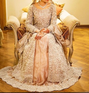 ATIYA LIBAS tradicional indio/paquistaní nupcial Anarkali Lehenga Choli vestido pesado Zardozi bordado Material de acetato - Product Image 3