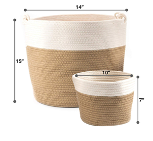 Cotton Rope <b>Storage</b> <b>Basket</b> with Handles Decorative for Every Home - Product Image 1