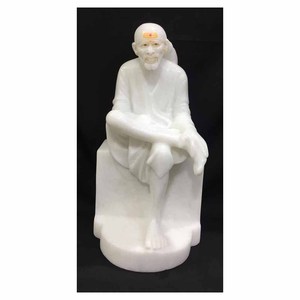 หินอ่อนสีขาว Sai Baba นั่งรูปปั้นผู้ส่งออก - Product Image 1