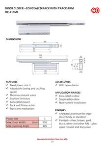 DC-716SD DOOR CLOSER CONCEALED RACK WITH TRACK ARM - Product Image 3