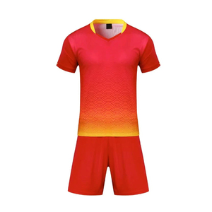 Ensemble de maillots de football pour hommes, dégradé rouge jaune, col en v, manches courtes, kit uniforme évacuant l'humidité, pour adultes, toutes saisons - Product Image 1
