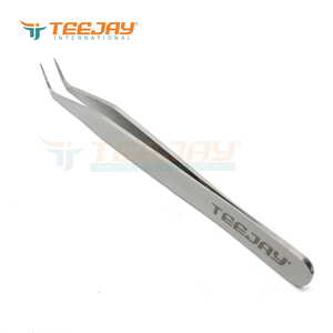 Pinzas para Extensión de Pestañas TEEJAY, de Acero Inoxidable Plateado Pulido, con Punta en L de 90 Grados, Ultra Finas, Punta de 10 mm, para Pestañas Perfectas - Product Image 5