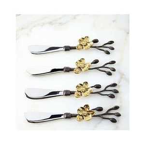Juego de cubiertos de acero inoxidable con asas de color dorado plateado y cobre, juego de cubiertos de cuchillos para mantequilla - Product Image 2