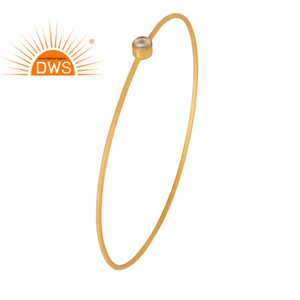 Ladies Fashion Gold Plated Silver Crystal Quartz <b>Gemstone</b> Sleek Bangle Jewelry Manufacturer Classic Collection - Product Image 1