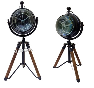 Horloge de Table en bois naturel, trépied, noir, poli, style Antique, pour maison et bureau, marine - Product Image 1