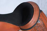 Ensemble de sellerie de selle de cheval Western de course de barils en cuir véritable de qualité supérieure, avec siège confortable, arceau en fibre et quincaillerie en acier inoxydable (taille du siège)