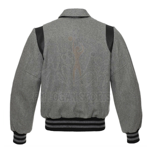 Chaqueta de béisbol informal para adolescentes, chaqueta de manga larga con botones, de lana, personalizada - Product Image 2