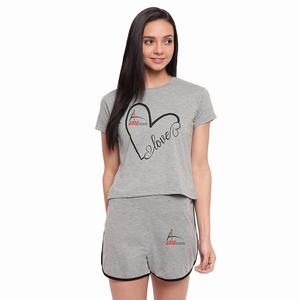 Ensemble de T-Shirt décontracté pour femmes, vêtements de nuit courts, grande taille, promo, été - Product Image 5