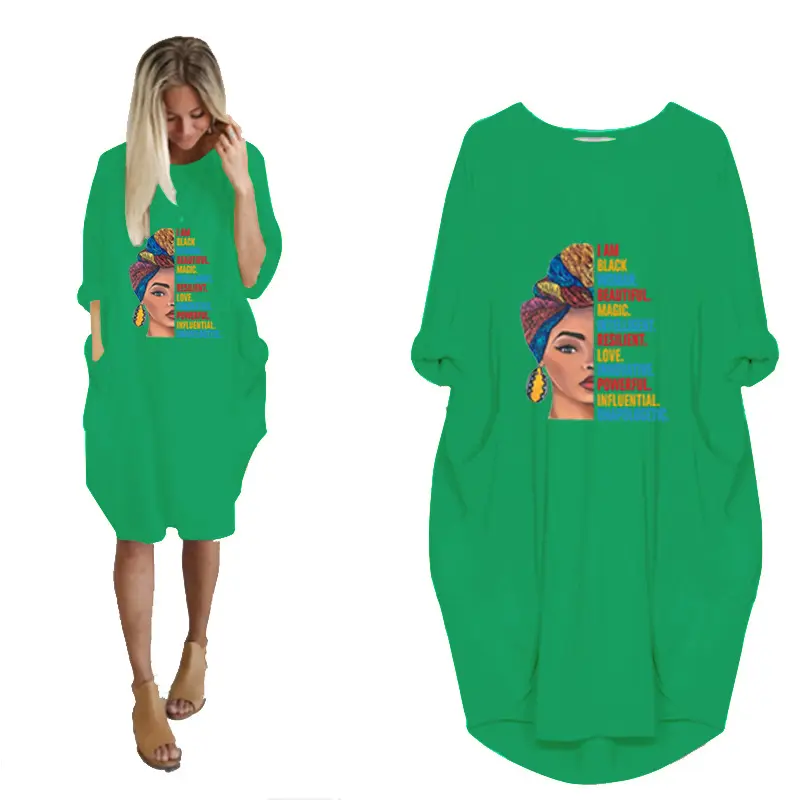 Женская свободная туника с карманами, Повседневное платье средней длины из 100% хлопка, разных цветов, большие размеры