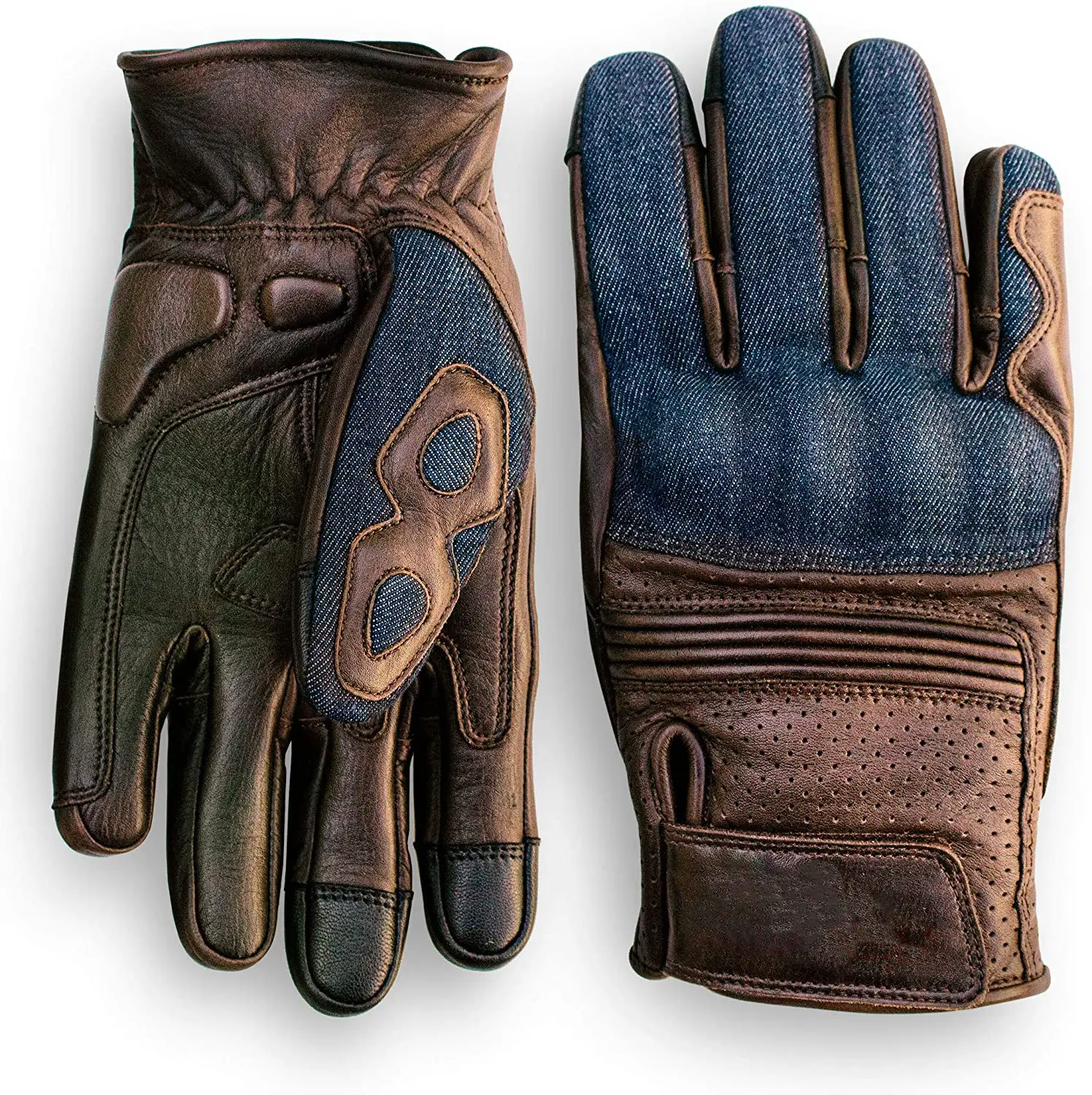 Denim And Leather bike glove Premium Leather Motorcycle Gloves hand protection Sprint speed glove for men