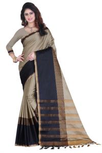 Naranja Banarasi Seda Jacquard Trabajo Sari con Blusa Prenda - Product Image 3