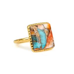 Best Selling 12mm Mohave Spiny Oyster Copper <b>Turquoise</b> Gemstone Bezel Designer <b>Ring</b> Women 925 Sterling Silver Fine Jewelry Party - Product Image 2