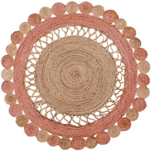Nouveau tapis rond moderne réversible en jute naturelle tressé, couleur personnalisée, antidérapant, rembourré, motif à carreaux, revêtement de sol toutes saisons - Product Image 6