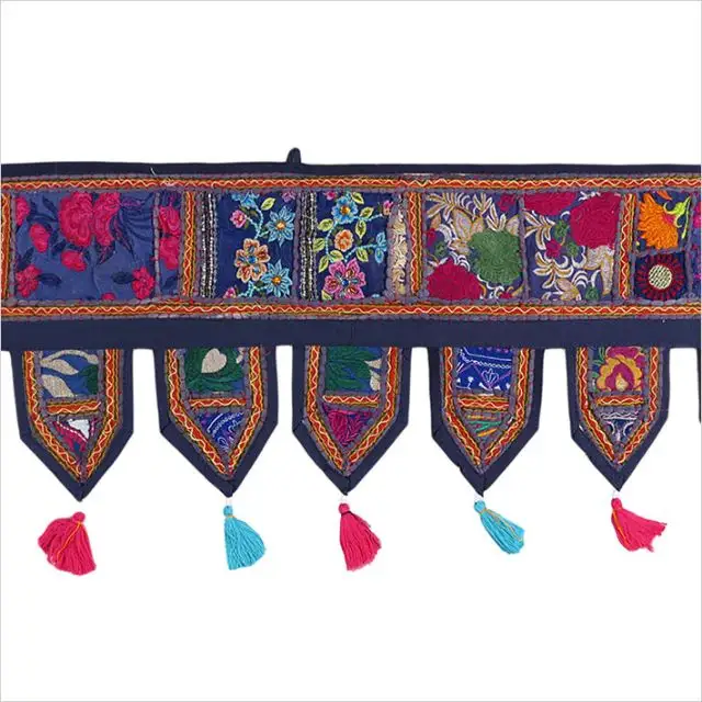 Window Door Decor Hippie Wall Hanging Embroidery Toran, Handmade Door Hanging Colorful Toran Boho Tapestry Door Valance