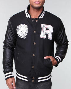 Vestes universitaires sur mesure de haute qualité, grandes tailles, en laine d'hiver, manches en cuir, boutons, satin respirant, coton décontracté, col montant - Product Image 2