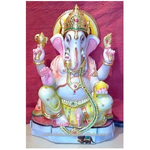 Ganesha-estatua de mármol blanco con manos bendecidas, estatua de mármol blanco - Product Image 1
