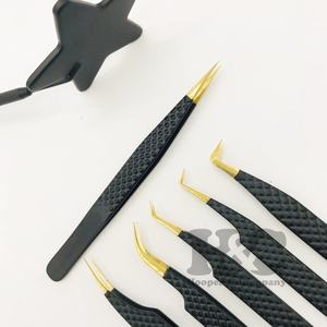 Pinzas de extensión de pestañas de acero inoxidable con embalaje personalizado, Punta puntiaguda, logotipo privado para pestañas voluminosas, espejo de visón - Product Image 2