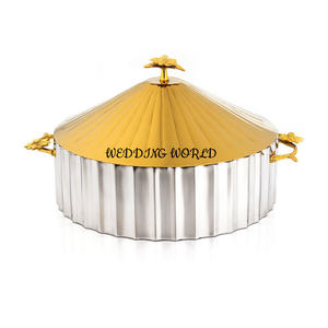 Marmite en bois et métal Design personnalisé Réchauffeur d'aliments de luxe Forme ronde Vaisselle Casserole en métal en gros - Product Image 6