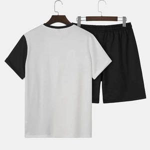 Chándal deportivo personalizado de verano para hombre, camiseta transpirable con estampado de letras de dos tonos, pantalones cortos con cordón en la cintura, pantalones cortos deportivos informales - Product Image 2