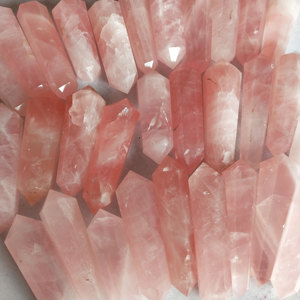 Pointe de quartz rose à double terminaison, pierre précieuse naturelle, cristal Golden Healer, pierre brute, fournisseur en gros, article cadeau - Product Image 2