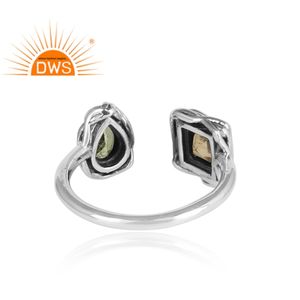 แหวนพลอยซิทรินและเพอริดอทส่องประกาย แหวนเงินแท้ดีไซน์โบราณ ผลิตโดยผู้ผลิตเครื่องประดับ คอลเลคชั่นวินเทจ - Product Image 4