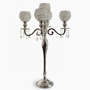 พรีเมี่ยมคุณภาพทองเงาโลหะอลูมิเนียม 5 แขนคริสตัลบอลตกแต่งเชิงเทียนงานแต่งงานตกแต่งตกแต่งบ้าน - Product Image 4