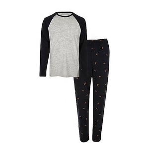 Men's Thermal Breathable <b>Night</b> Shirts Plus Size Printed Pajamas Set Knitted Sleep Wears - Product Image 1