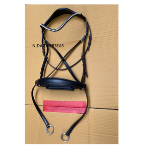 Cheval équestre de qualité supérieure tambour végétal teint en cuir anatomique Cross Over Bitless Bride avec cristaux équipement pour chevaux - Product Image 1
