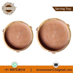 Bandeja de servicio de madera de mango de estilo rural Premium con patas, Juego de 2, venta al por mayor de fábrica para exhibición de restaurantes de hoteles y decoración del hogar - Product Image 4