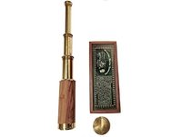 Télescope pirate fait à la main en laiton verni, 16 pouces, avec couvercle en bois et en verre, 5 plis, jouet unique, cadeau