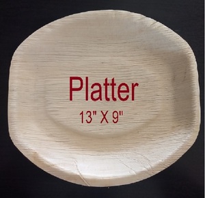 จานปาล์มธรรมชาติ Areca ที่ย่อยสลายได้ทางชีวภาพเครื่องใช้บนโต๊ะอาหารและเครื่องใช้บนโต๊ะอาหารที่มีลวดลายเป็นเอกลักษณ์ของพืช - Product Image 1