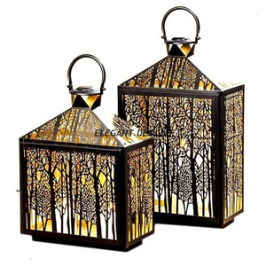 Single Gold Plated Stainless Steel Metal Lantern Big Size Simple <b>Plain</b> <b>Candle</b> Holder High Quality Modern Weddings Christmas - Product Image 5